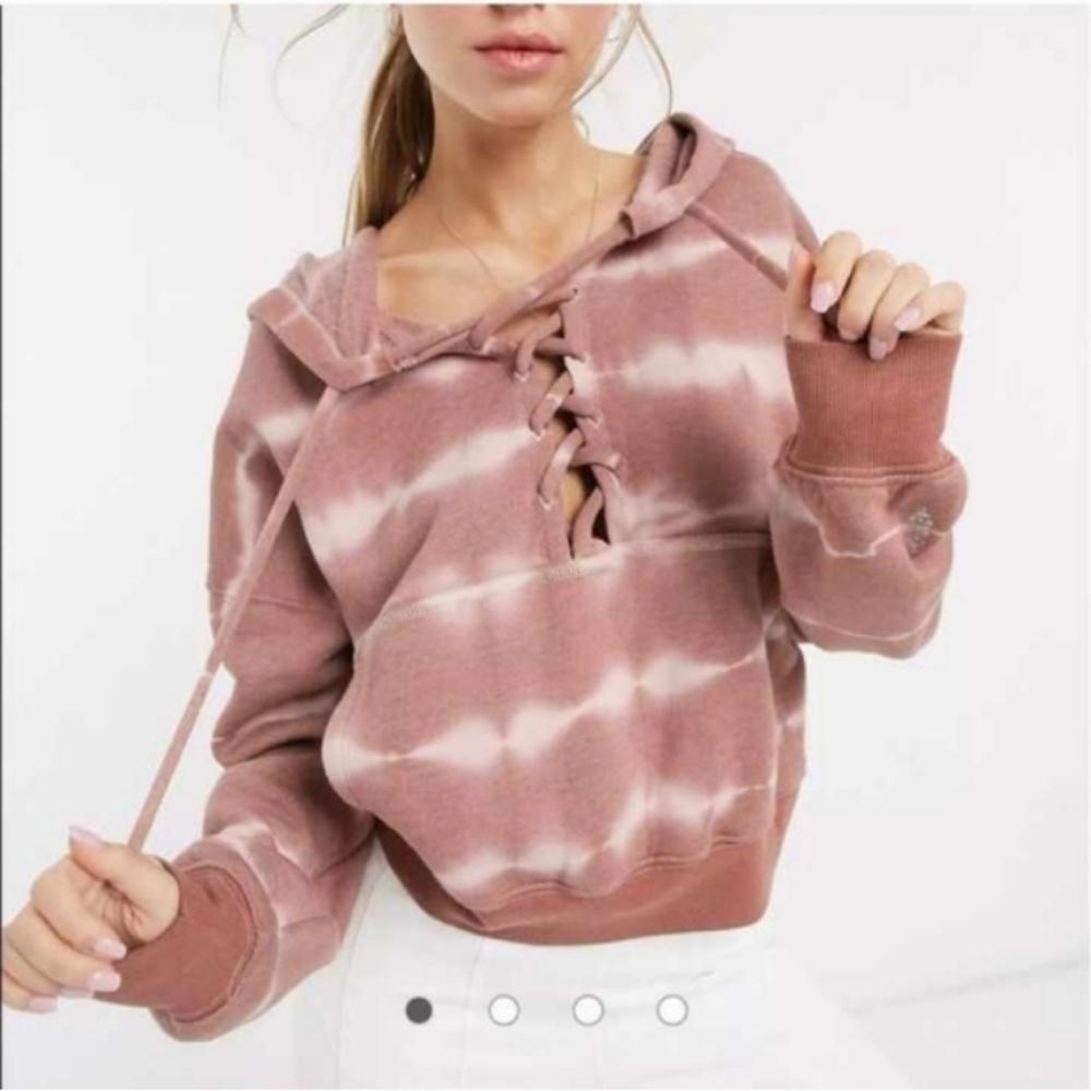 Free People Kelly Tie Dye Believer Hoodie Size Large Fireside Combo